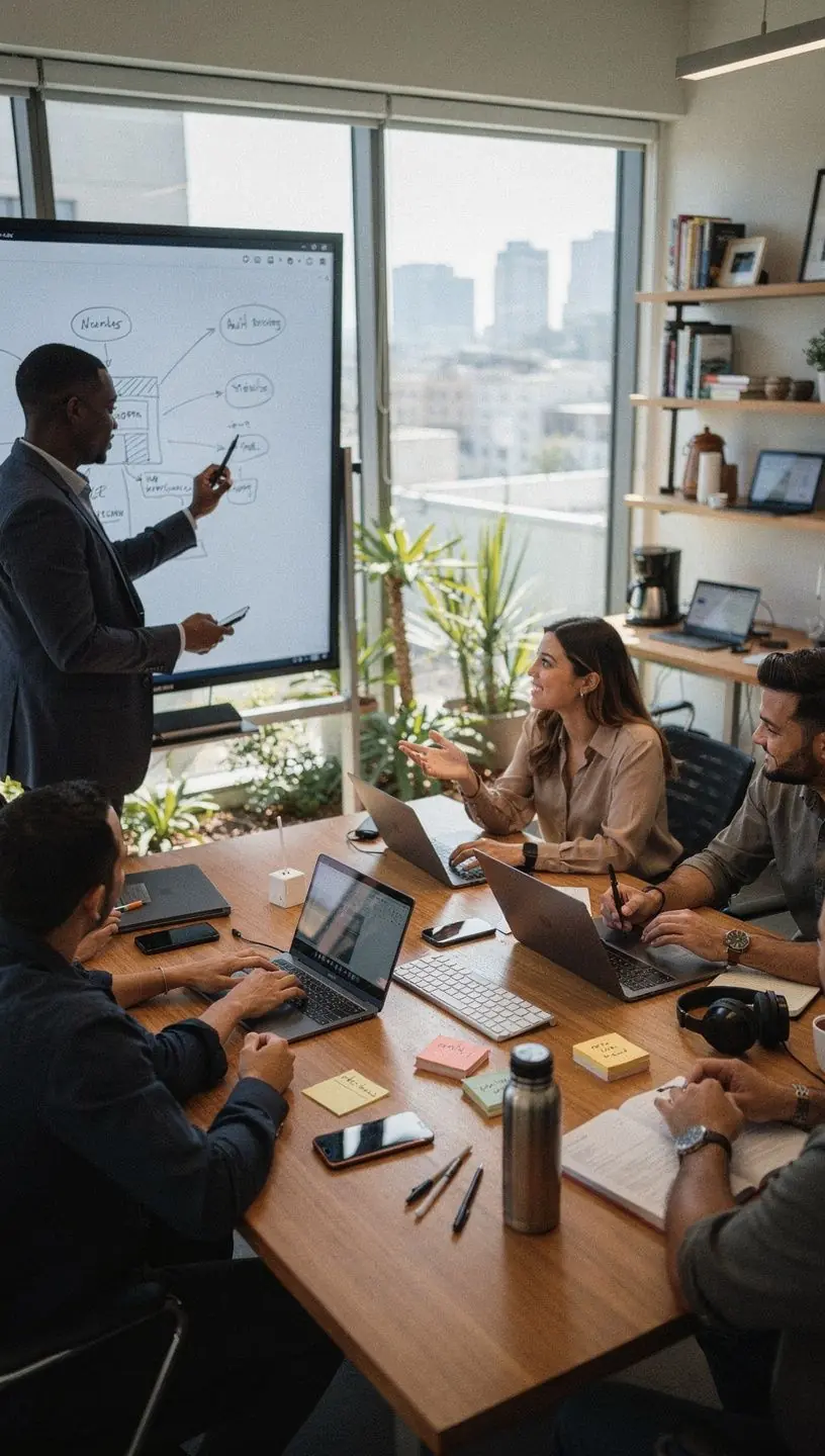 Volunteers setting up a community garden with sensor-based irrigation systems for sustainable growth